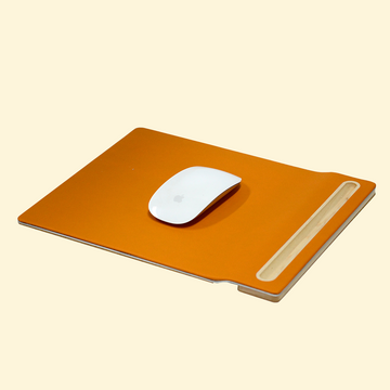 Leather and Wood Mouse Pad With Pen Holder